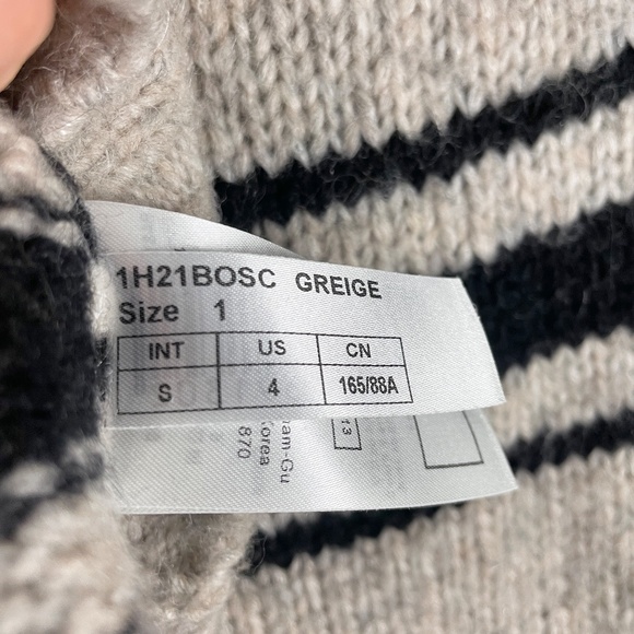 Ba&sh Bosco Striped Wool & Mohair Blend Sweater Pullover Grey Beige Black Small - Picture 10 of 13